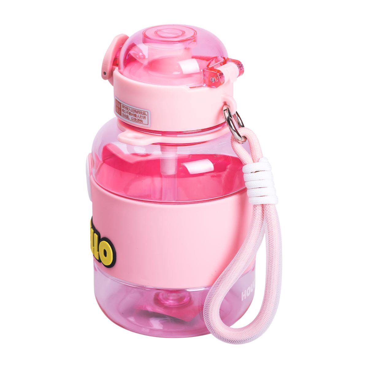 Пляшка для води дитяча з трубочкою з ручкою та ремінцем 680 мл Рожевий (6772) - фото 10 Пляшка для води дитяча з трубочкою з ручкою та ремінцем 680 мл Рожевий (6772) - фото 10