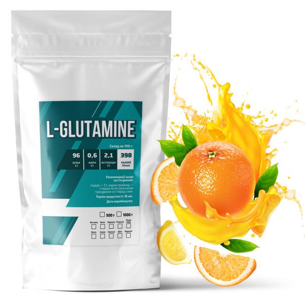 Аминокислота L-Glutamine Апельсин для мышечной ткани на 200 порций 1 кг (21-125-glu-ap1)