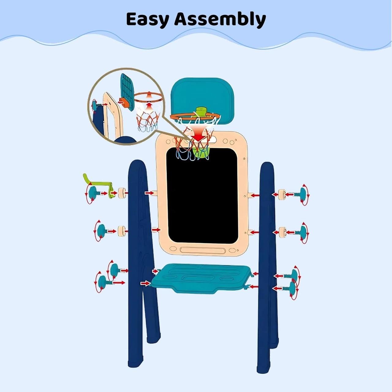 Мольберт дитячий двосторонній OLEOCA 4в1 з магнітною дошкою/крейдяною дошкою та набором аксесуарів (OLEO41) - фото 2 Мольберт дитячий двосторонній OLEOCA 4в1 з магнітною дошкою/крейдяною дошкою та набором аксесуарів (OLEO41) - фото 2