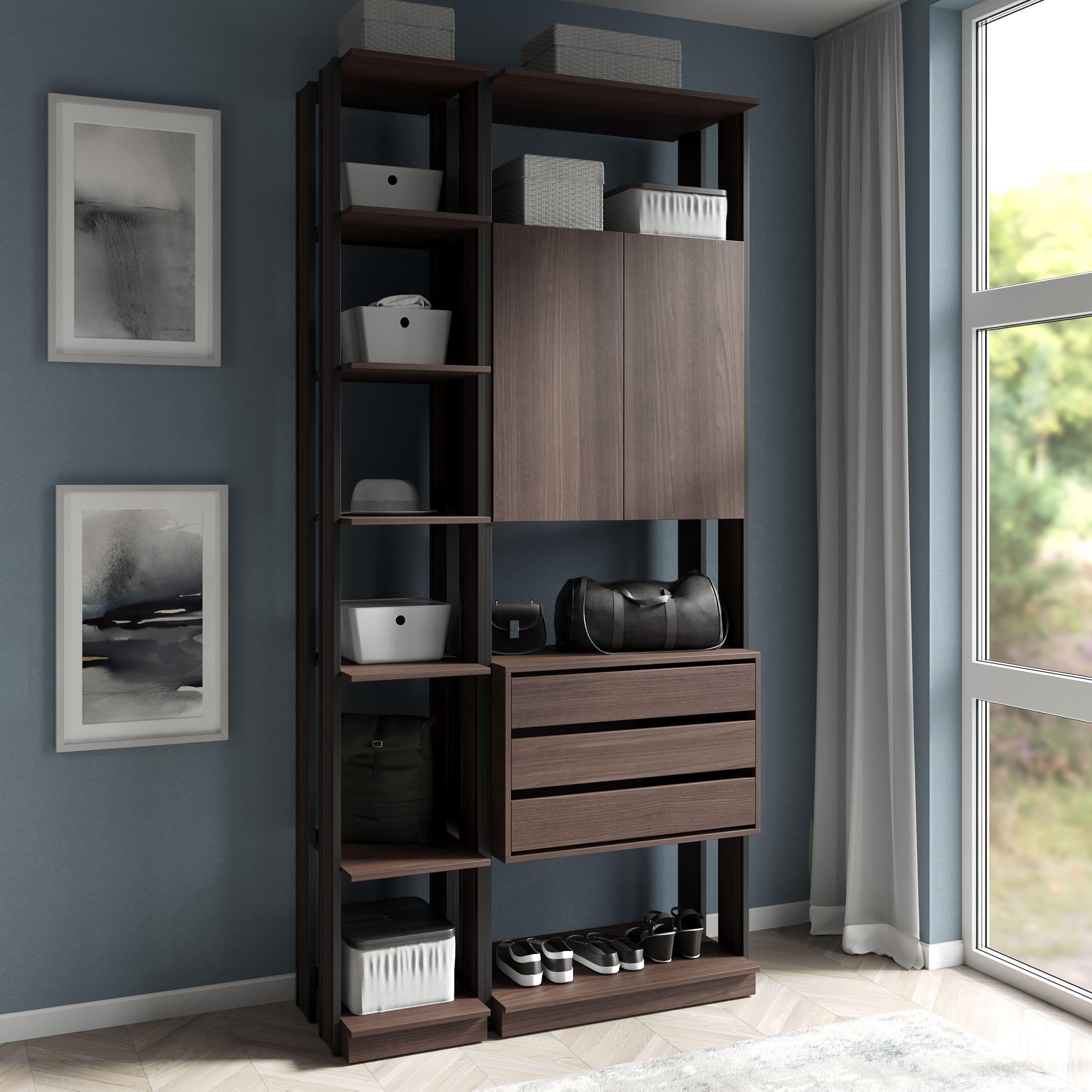 Гардеробная в стиле лофт с полками и ящиками Венге (380747)