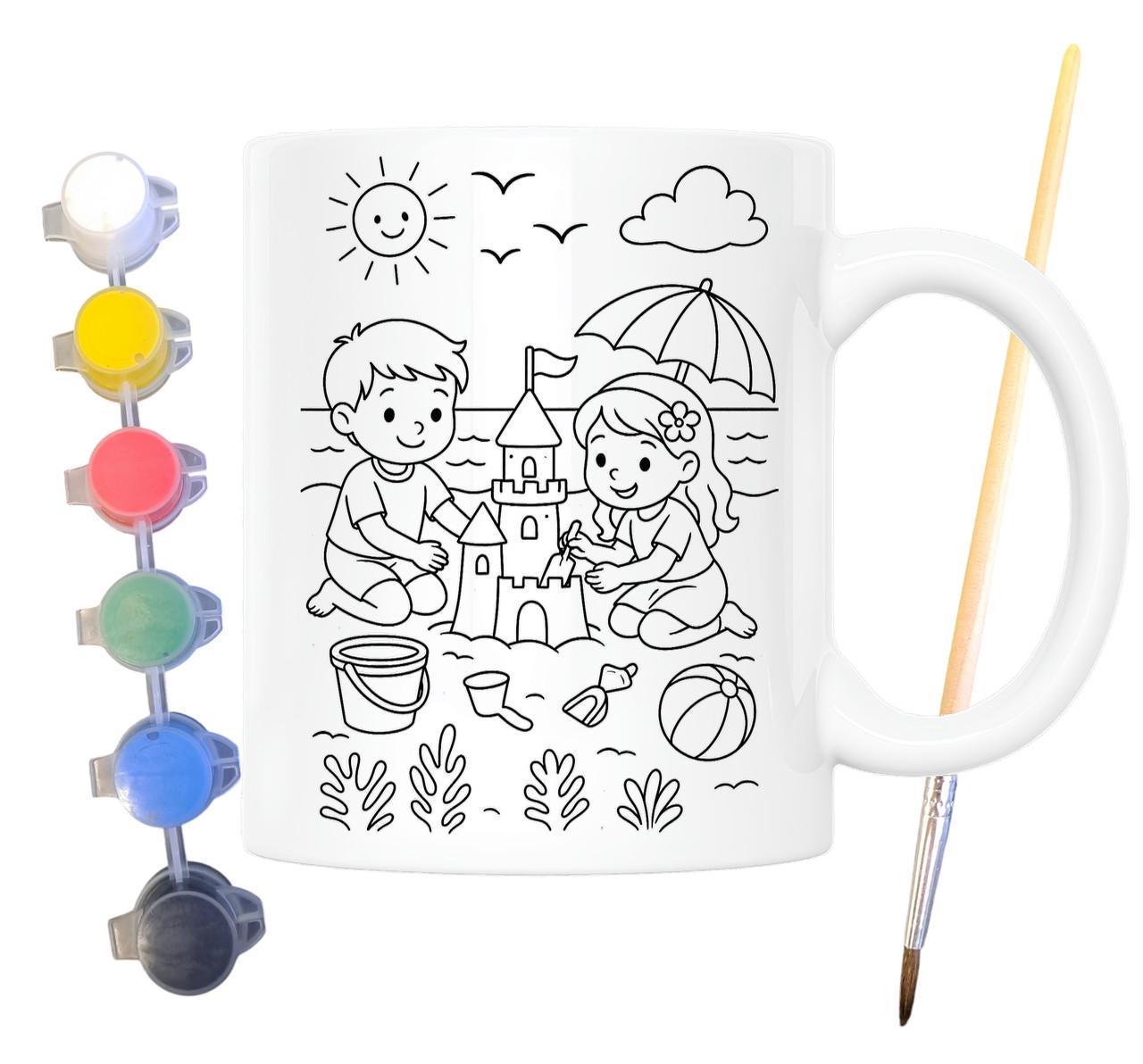 Набір для творчості кружка розмальовка Пісочний замок 330 мл Білий (КР0161) - фото 2 Набір для творчості кружка розмальовка Пісочний замок 330 мл Білий (КР0161) - фото 2