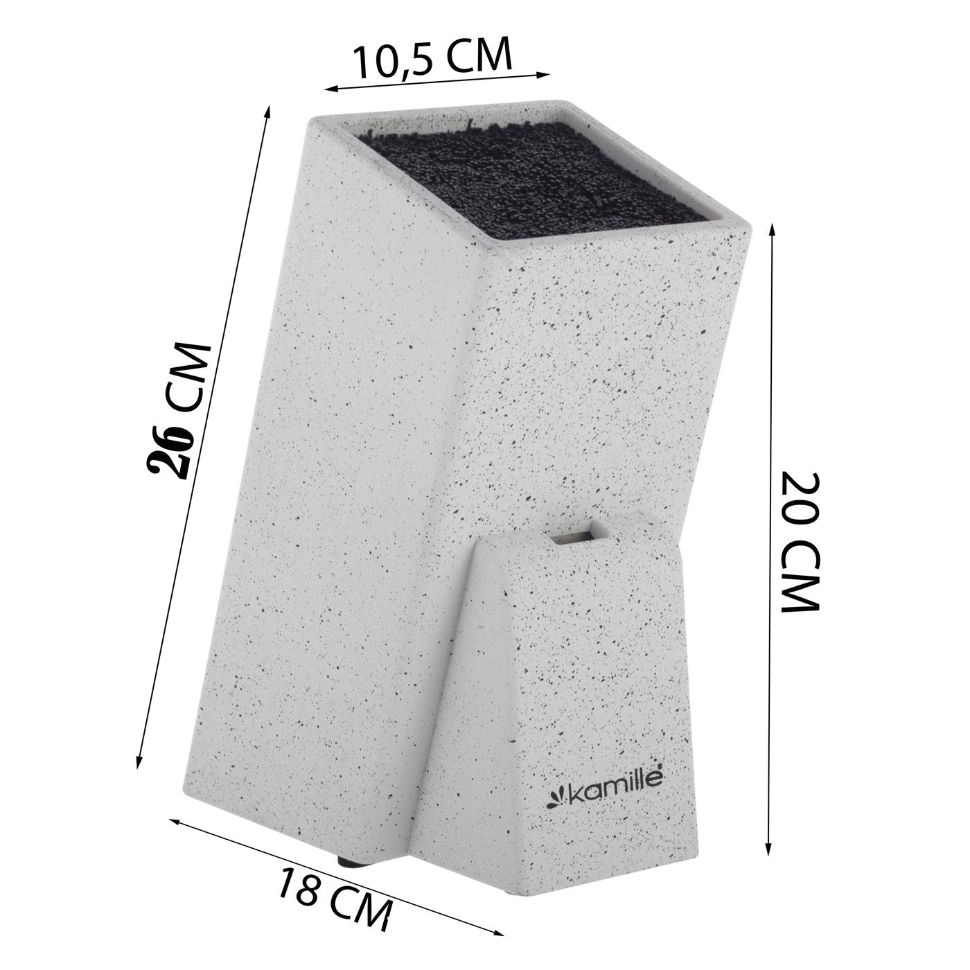 Підставка для ножів Kamille з наповнювачем 10,6 х10,6х25,7 см Білий (7614) - фото 7