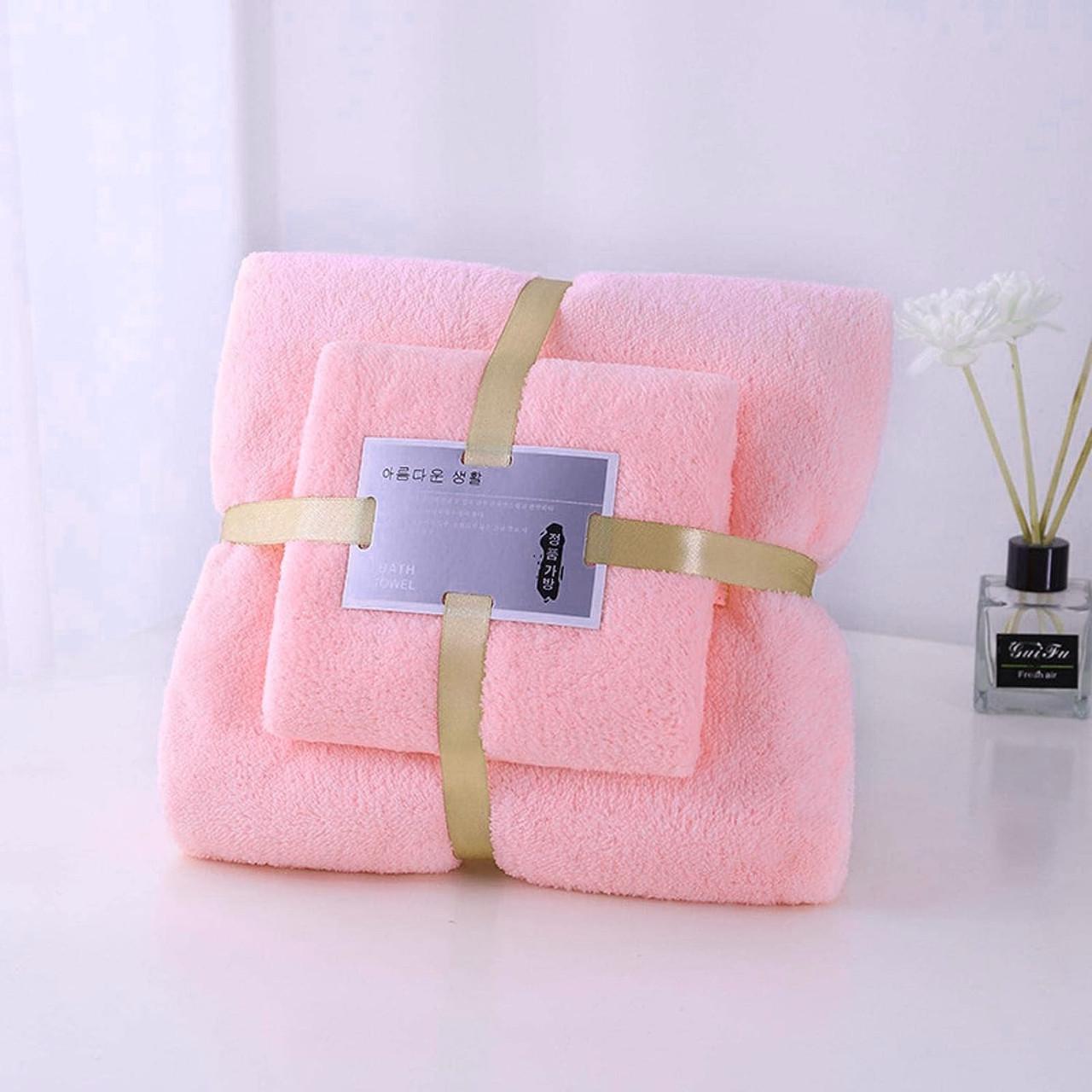 Набор быстросохнущих полотенец из микрофибры для бани и лица Розовый (2587053176)