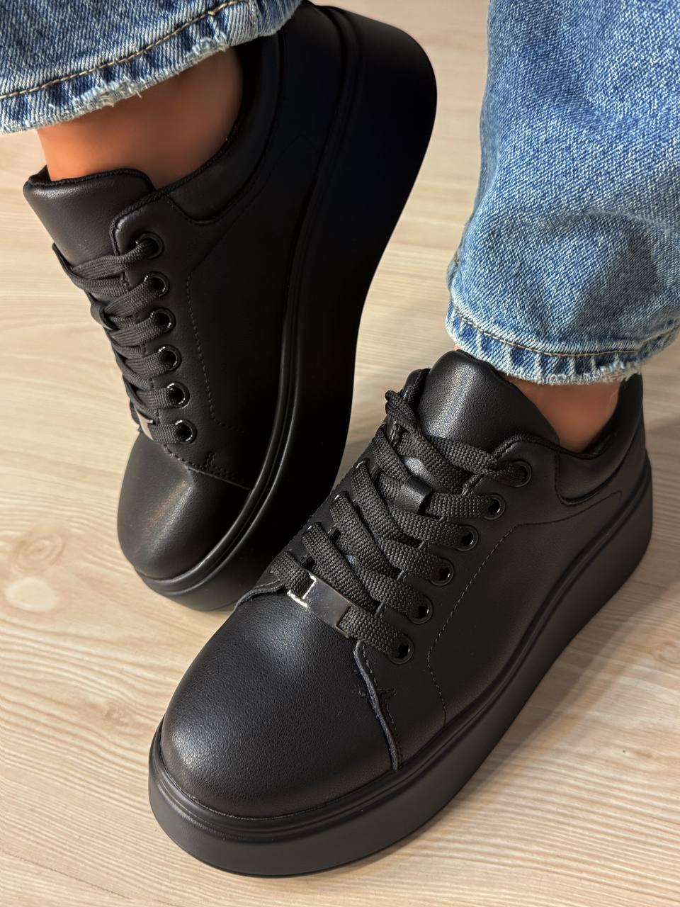 Кеды женские Hengji 537-5 кожаные на платформе р. 38 24,5 см Черный