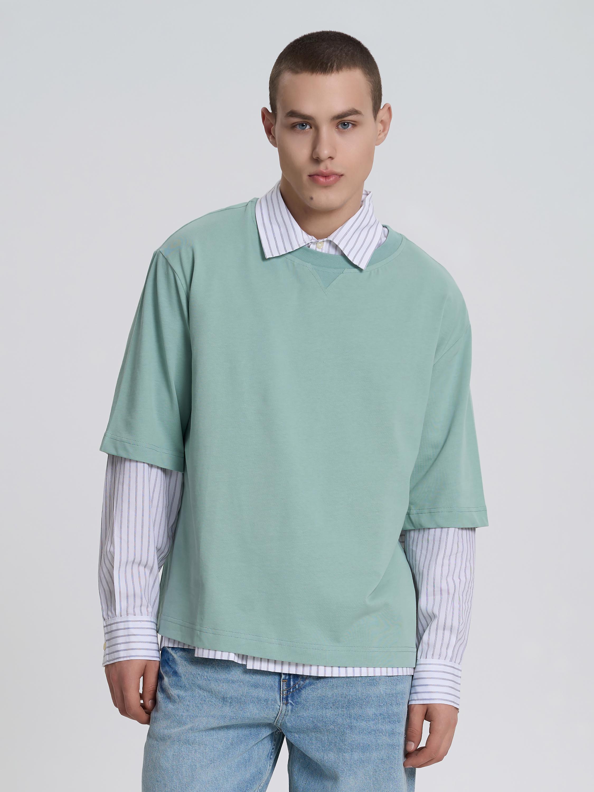 Футболка мужская с декоративной строчкой ROZA 240652 S Темно-бирюзовый (4824005722943) - фото 1 Футболка мужская с декоративной строчкой ROZA 240652 S Темно-бирюзовый (4824005722943) - фото 1