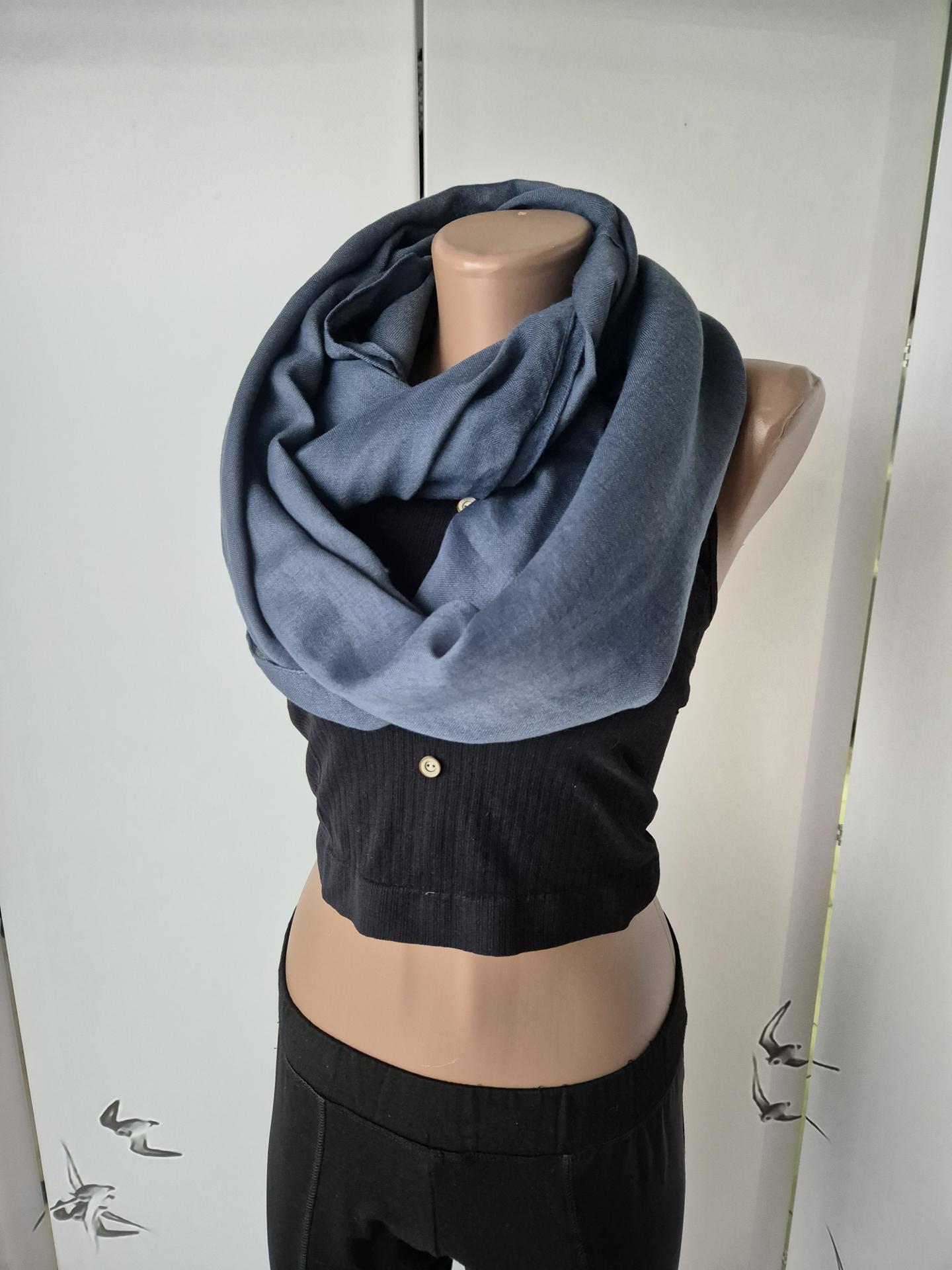 Шарф-снуд жіночий однотонний весна-осінь 158х66 см Синій (11662)