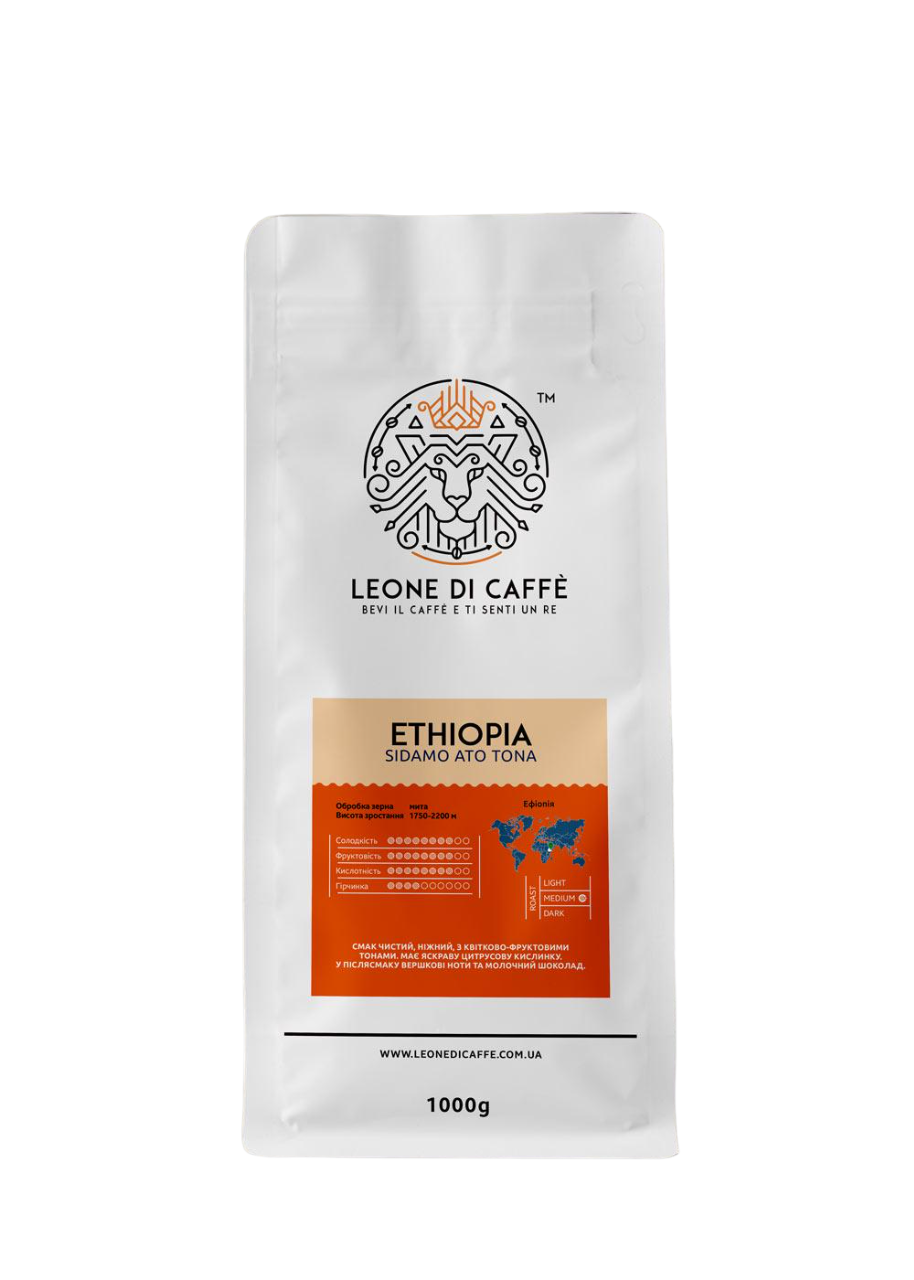 Кофе в зернах Leone di caffe Эфиопия Сидамо Ато Тона 100% арабика 1 кг (10869224)