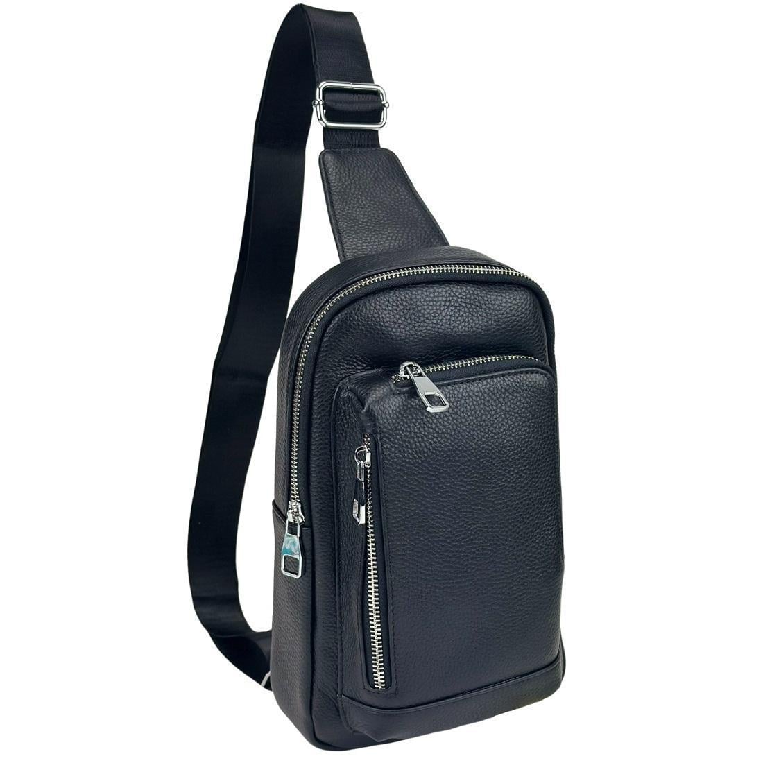 Мужская сумка-слинг кожаная Tiding Bag A25F-250131A Черный (2656559094)