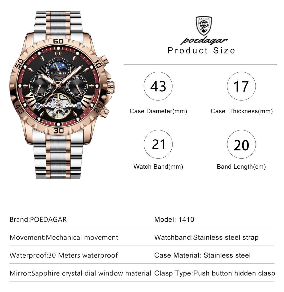 Годинник наручний Poedagar Mechanical (2435837632) - фото 8 Годинник наручний Poedagar Mechanical (2435837632) - фото 8