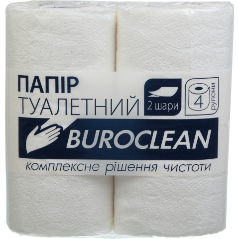 Туалетная бумага целюлозная Buroclean 4 рулона Белый (10100011)