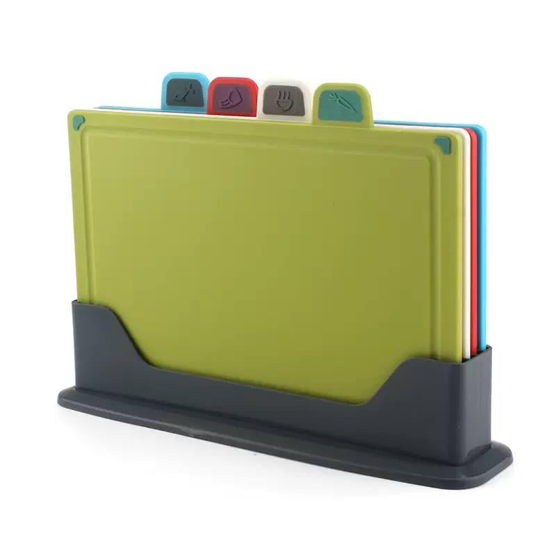 Набір обробних дошок пластик 30х20 см 4 шт. в підставці Сіро-зелений