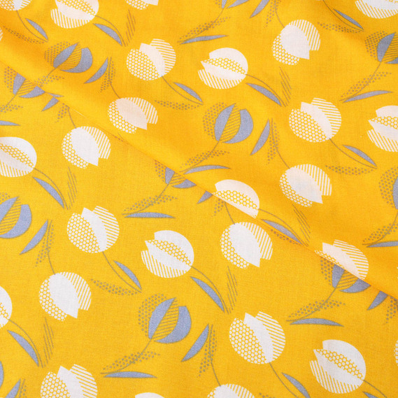 Ткань штапель IDEIA Тюльпан 1,5 м Желтый/Цветочный (2200004172897)