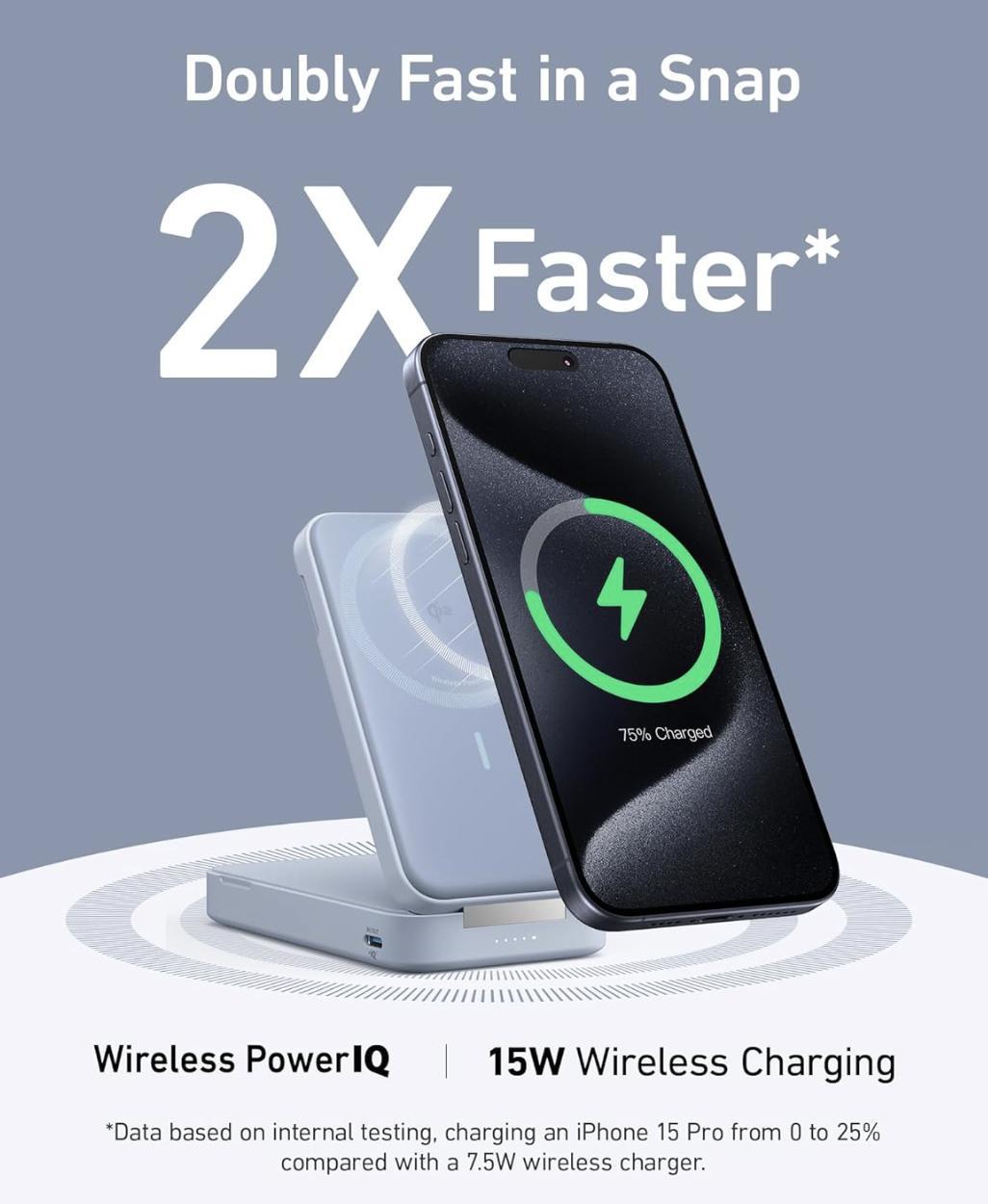 Повербанк Anker MagGo 6600 mAh 15W QI2 Blue (2250788354) - фото 2