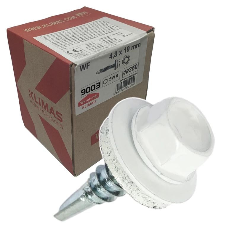 Саморез кровельный по металлу Klimas Wkret-Met RAL 9003 4,8x19 мм 250 шт.