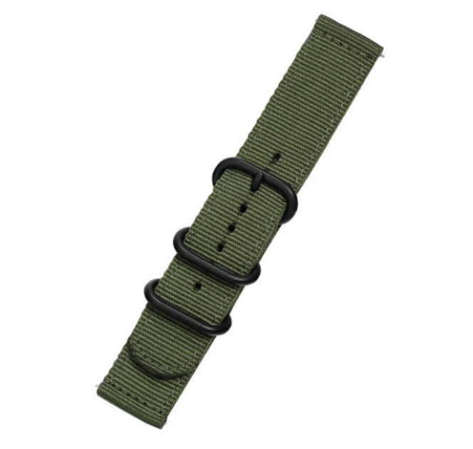 Ремешок для часов тканевой 20 мм Khaki/Black (3594)
