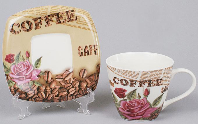 Чайная пара Сoffee&Roses-III чашка 220 мл с блюдцем (BD-541-120)