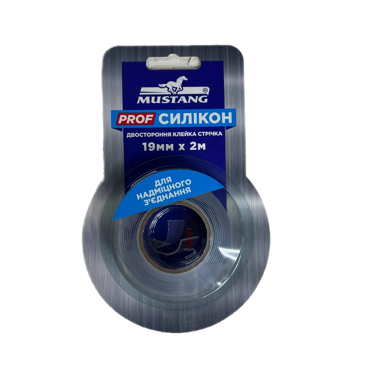 Лента двухсторонняя Mustang Prof силикон 19 мм х 2 м Прозрачный