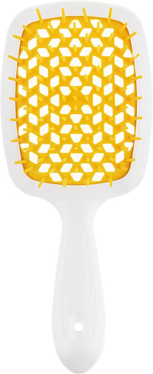 Расческа Janeke Superbrush With Soft Moulded Tips Белый с желтым (8006060599623)