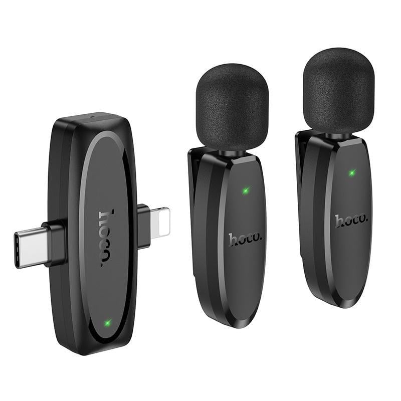 Микрофонная система беспроводная Hoco L15 dual-mic iP/Type-C Black (24955)