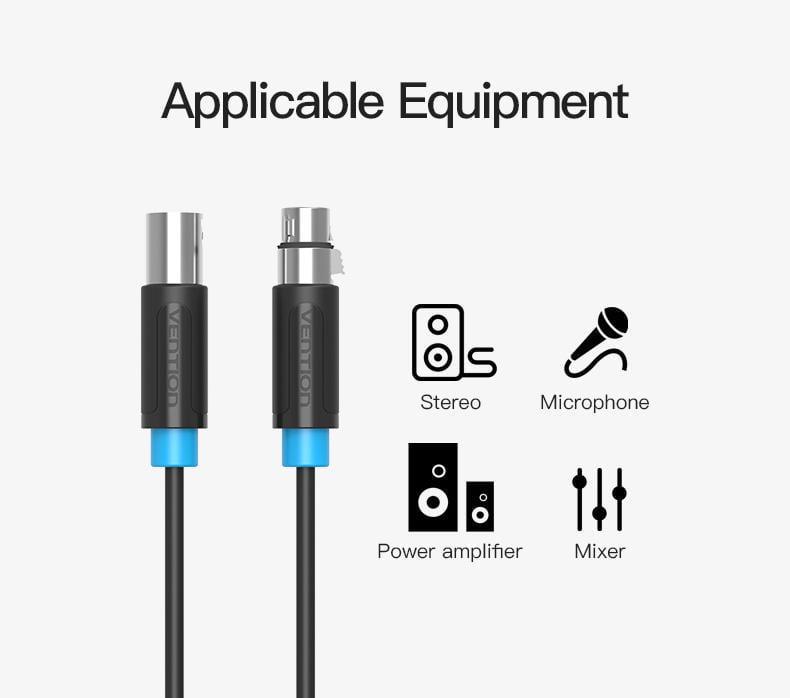 Кабель Vention XLR мама-XLR папа для мікшеру 5 м Чорний (BBFBJ) - фото 12 Кабель Vention XLR мама-XLR папа для мікшеру 5 м Чорний (BBFBJ) - фото 12