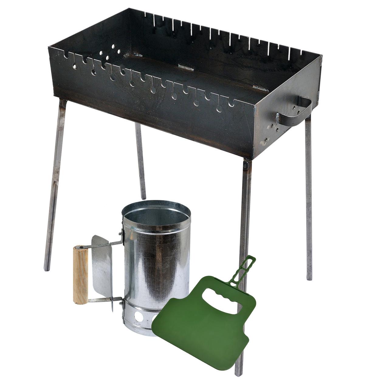 Мангал 3 мм на 9 шампуров 570х320х130 мм со съемными ножками