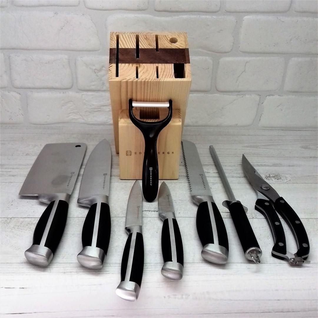 Набір кухонних ножів Edenberg із нержавіючої сталі на підставці 9 пр. (EB-3612) - фото 2 Набір кухонних ножів Edenberg із нержавіючої сталі на підставці 9 пр. (EB-3612) - фото 2