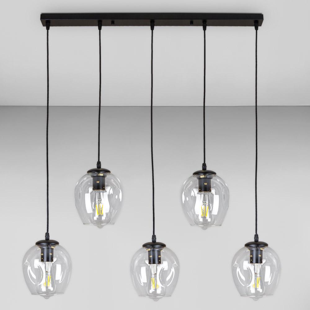 Люстра подвесная лофт Light House LS-17191F-5 BK+CL 700 Черный/Прозрачный