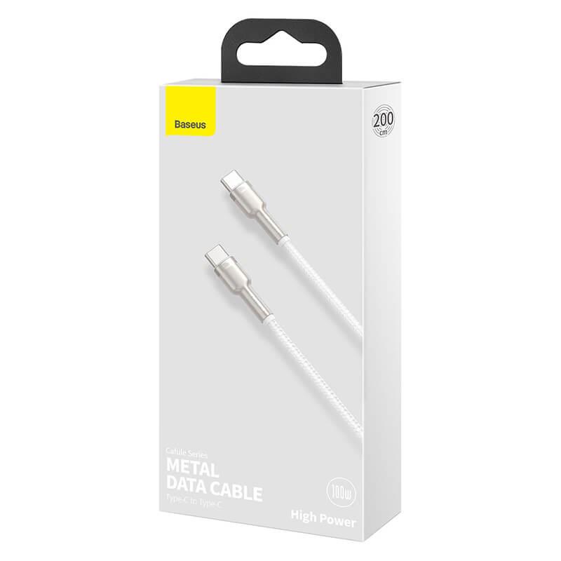 Кабель Baseus Type-C to Type-C Cafule Series Metal Data Cable 2 м 5A 100W PD CATJK-D05 White (63de7749) - фото 2