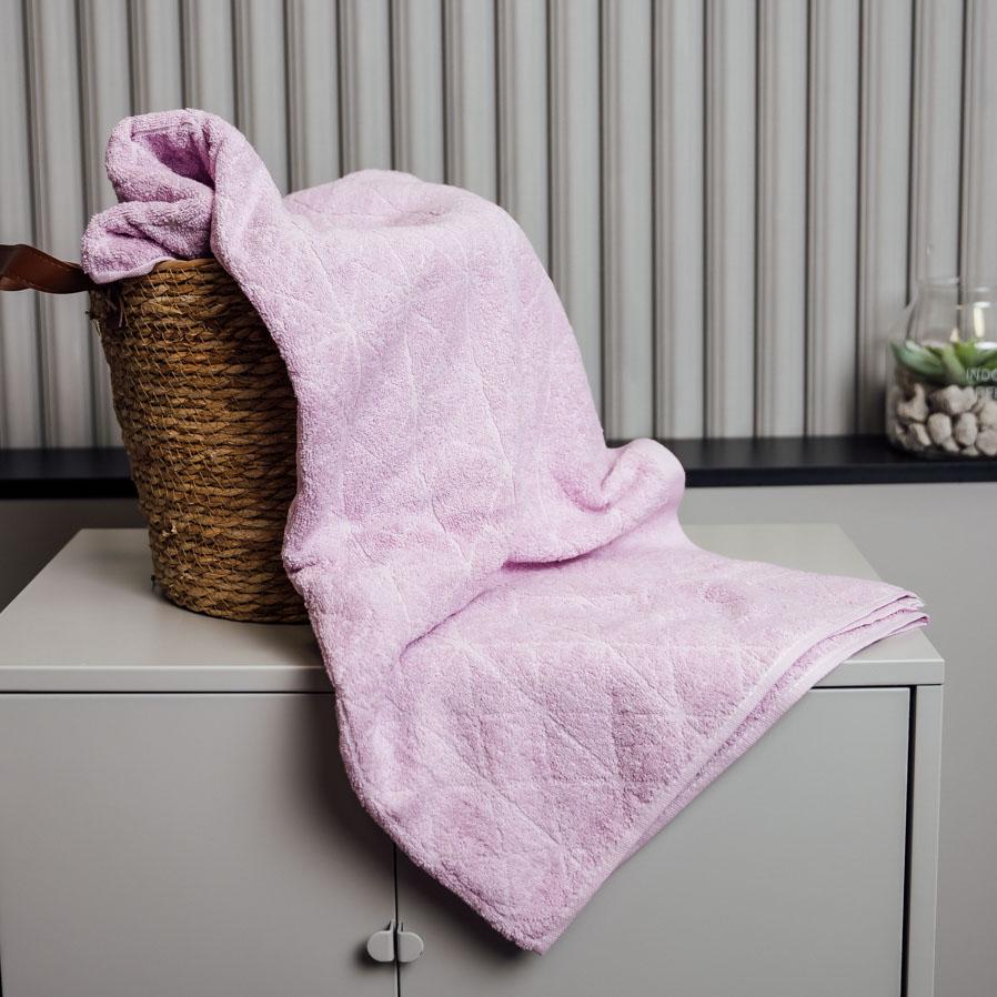 Полотенце сауна Однотонные ромбики 160х90 см Светло-розовый (10150) - фото 1 Полотенце сауна Однотонные ромбики 160х90 см Светло-розовый (10150) - фото 1