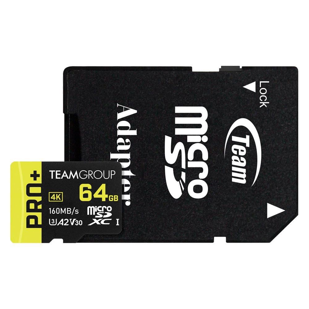 Карта памяти Team Group Pro+ 64 Гб UHS-I/U3 Class 10 microSDHC с адаптером (TPPMSDX64GIA2V3003)