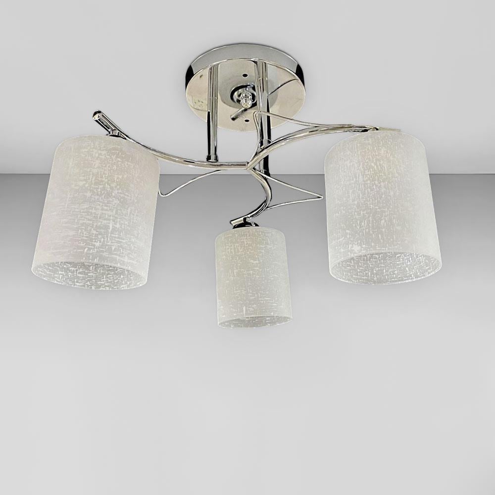 Люстра стельова Light House SRS-20255/3 плафони білі з візерунком Хром