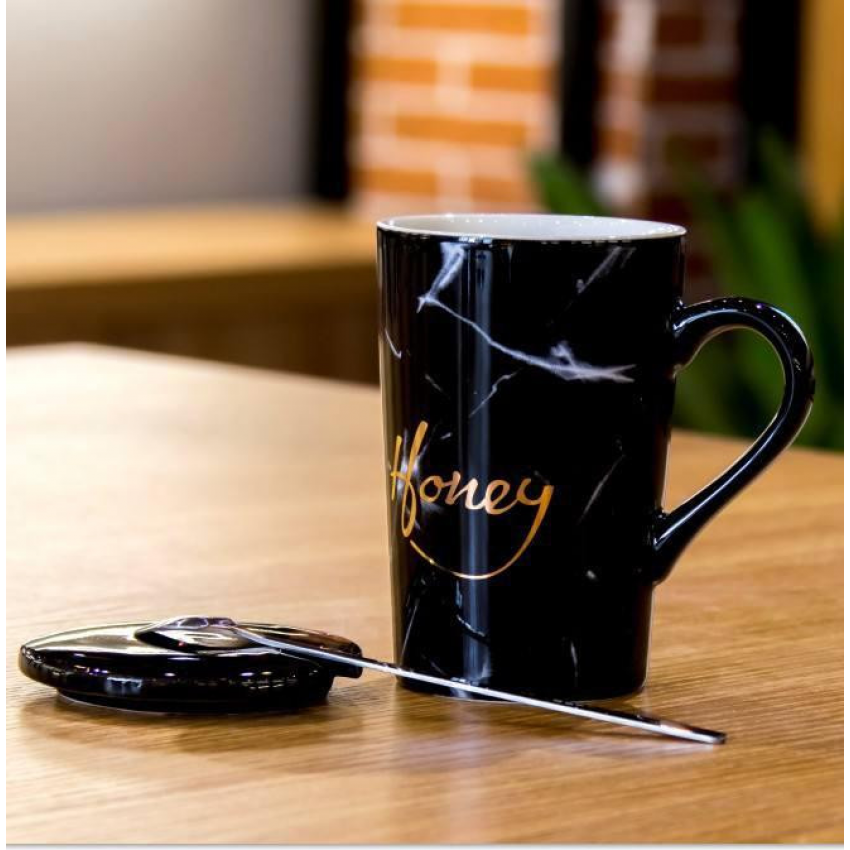 Чашка Olens O8030-81 Honey з кришкою керамічна з ложкою 375 мл - фото 3 Чашка Olens O8030-81 Honey з кришкою керамічна з ложкою 375 мл - фото 3