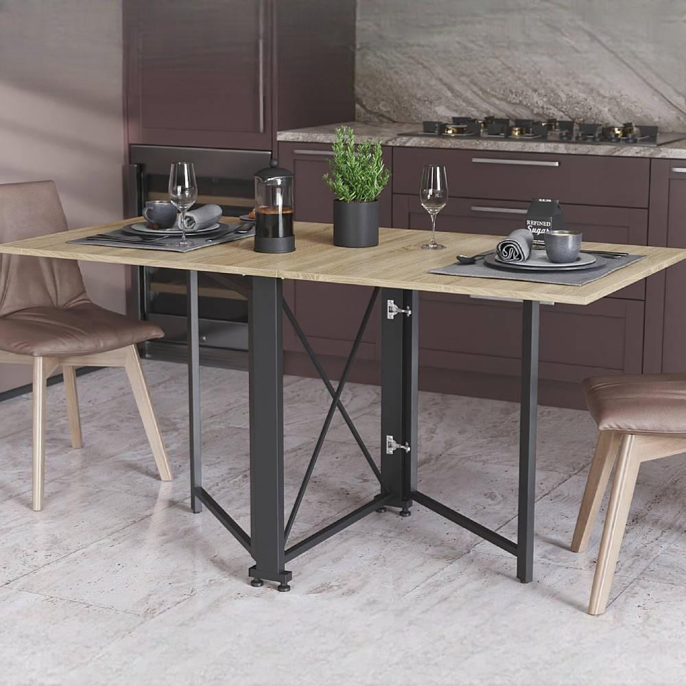 Стол-книга трансформер Ferrum-decor Орион 2 металл/ДСП 16 мм 750x1520x730 мм Черный/Дуб Сонома (FRD-104586)