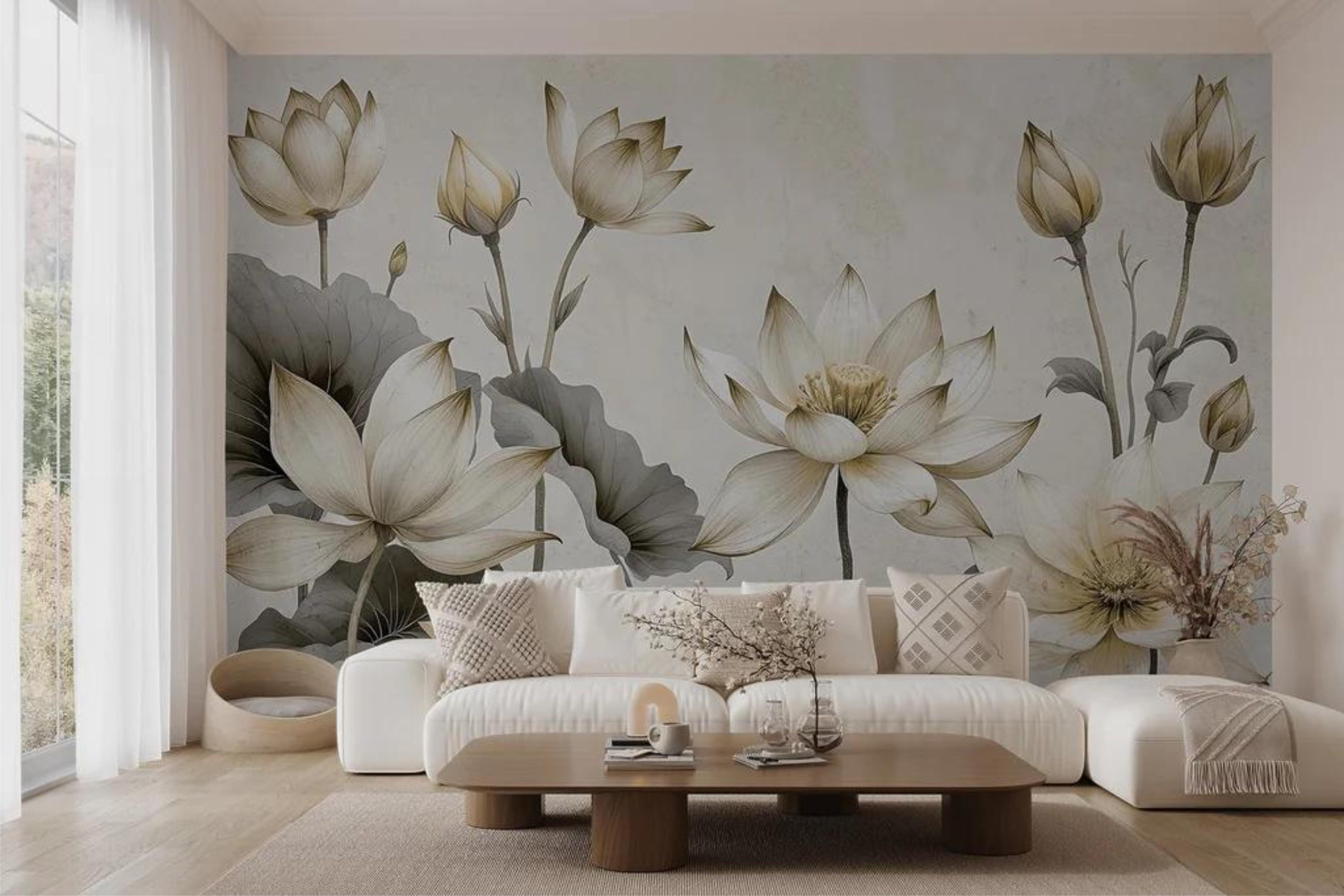 Фотообои Нежные цветы Бежевый(000197)