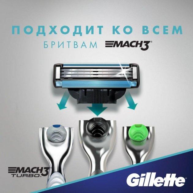 Картриджі для гоління чоловічі Gillette Mach 3 Turbo 4 шт. (7431352) - фото 3