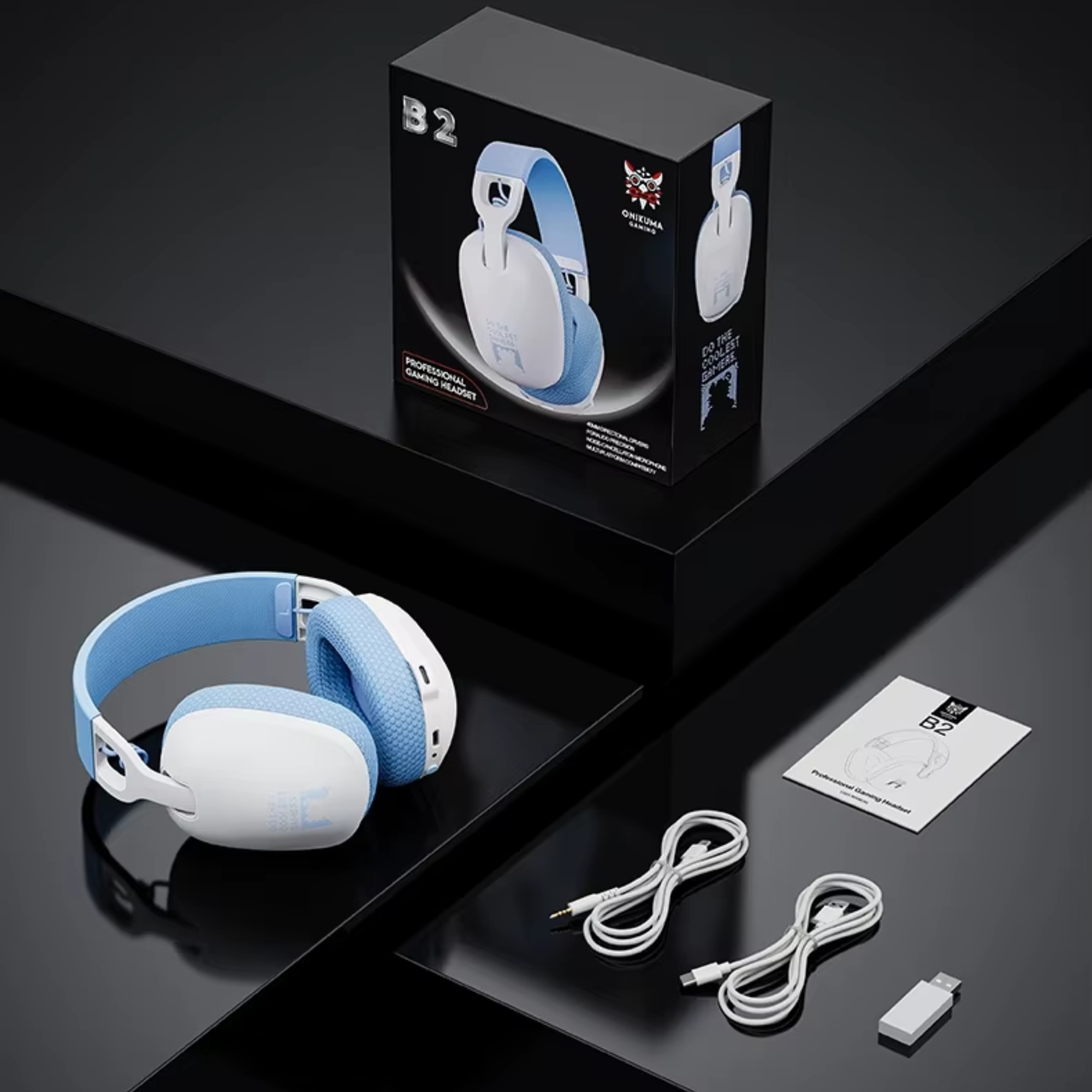 Наушники беспроводные Onikuma B2L с микрофоном Bluetooth 5,3/2,4G/AUX 7,1 для ПК/PS4/PS5/Xbox/телефона White (25860630) - фото 2