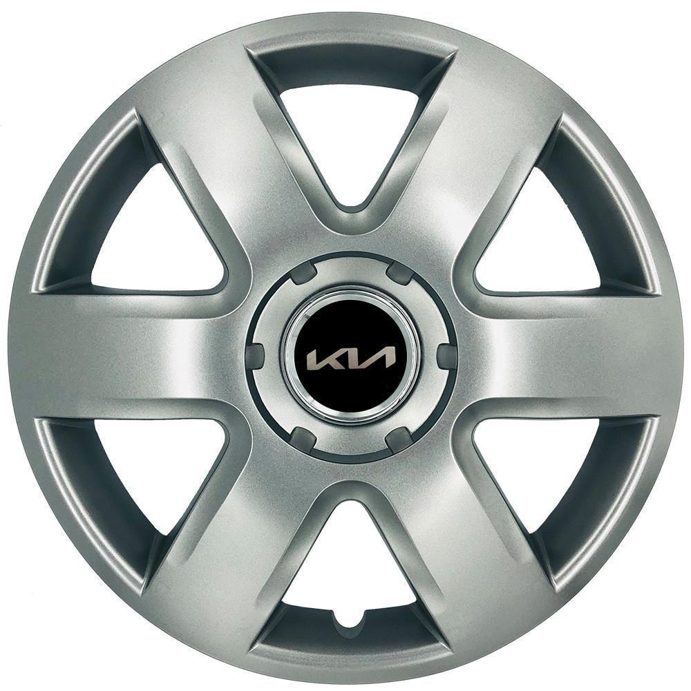 Колпаки SJS 337 з логотипом KIA NEW R15 4 шт. Серебристый (2789080989)