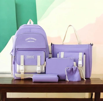 Рюкзак школьный для девочки Lucky Sunday Fashion 5в1 Фиолетовый Рюкзак школьный для девочки Lucky Sunday Fashion 5в1 Фиолетовый
