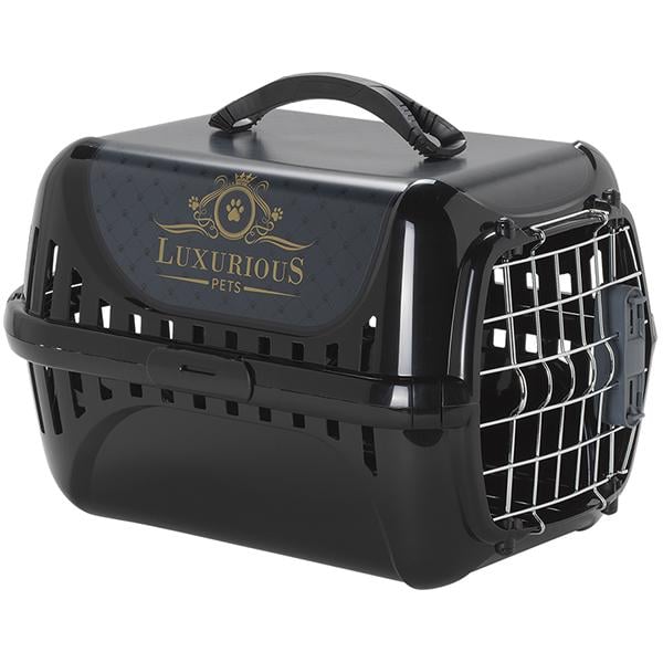 Переноска для котов и собак металлическая дверца с замком Moderna Trendy Runner Luxurious 50х32х34,5 см Черный (T153015AA)