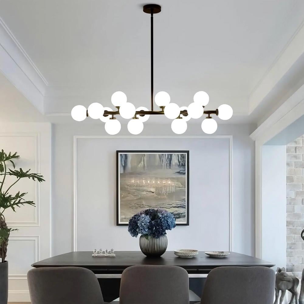 Люстра видовжена на 16 білих плафонів Чорний (SG 47/16 BK) Люстра видовжена на 16 білих плафонів Чорний (SG 47/16 BK)