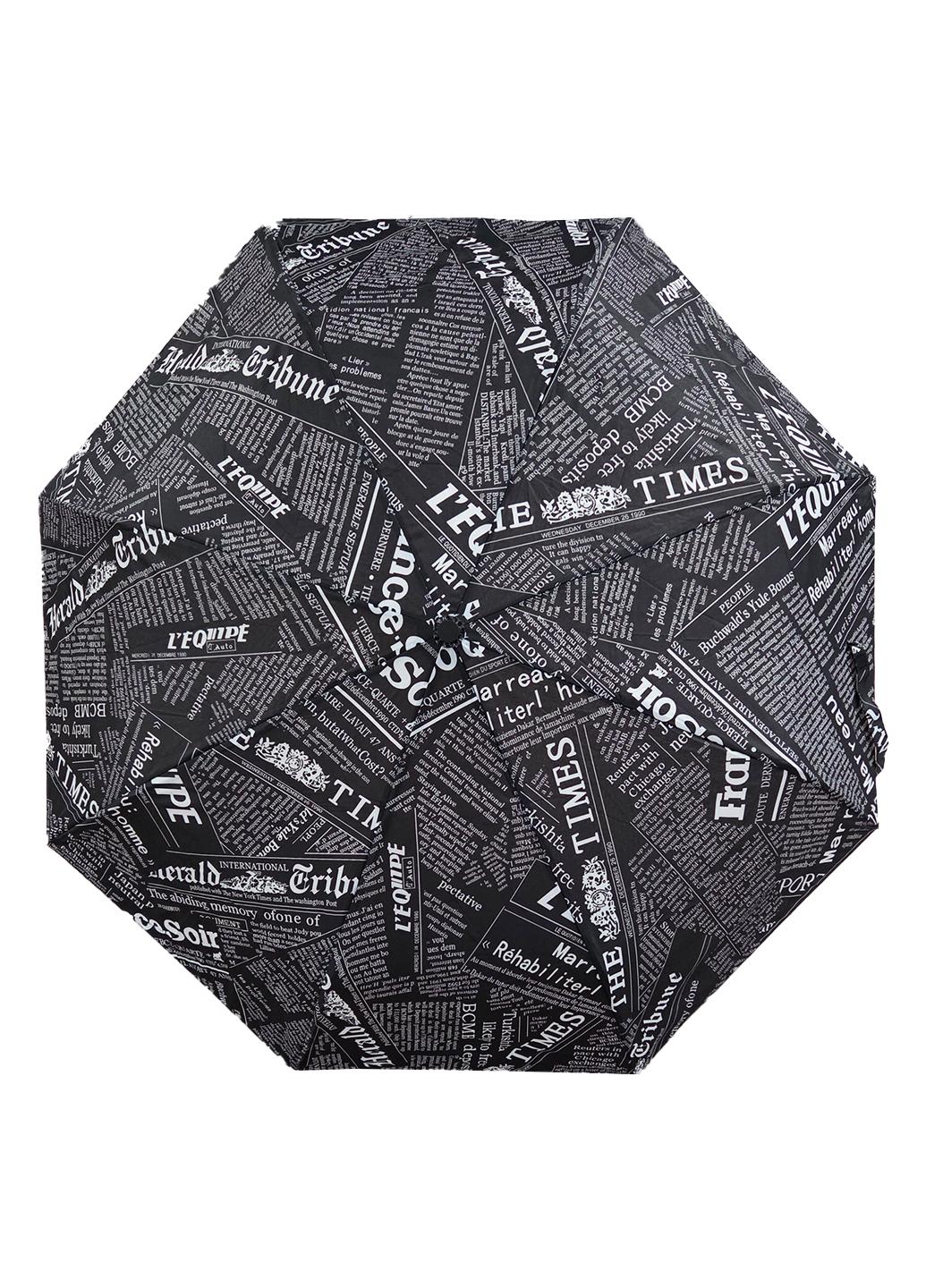 Зонтик женская Molete Газета автомат Черный (с10623-3)