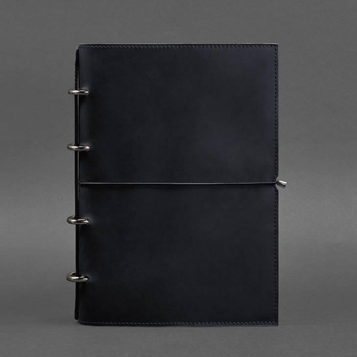 Блокнот кожаный А4 на кольцах Софт-бук 9.0 в мягкой обложке Crazy Horse Синий (A-027502) - фото 7