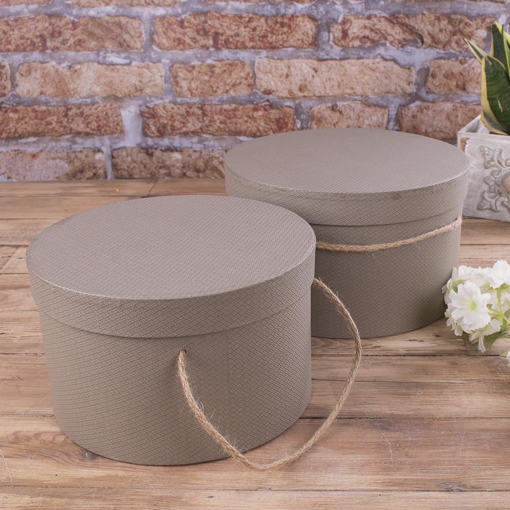 Коробка шляпная низкая со шнурком 2 шт. Кофейный (4214-4)