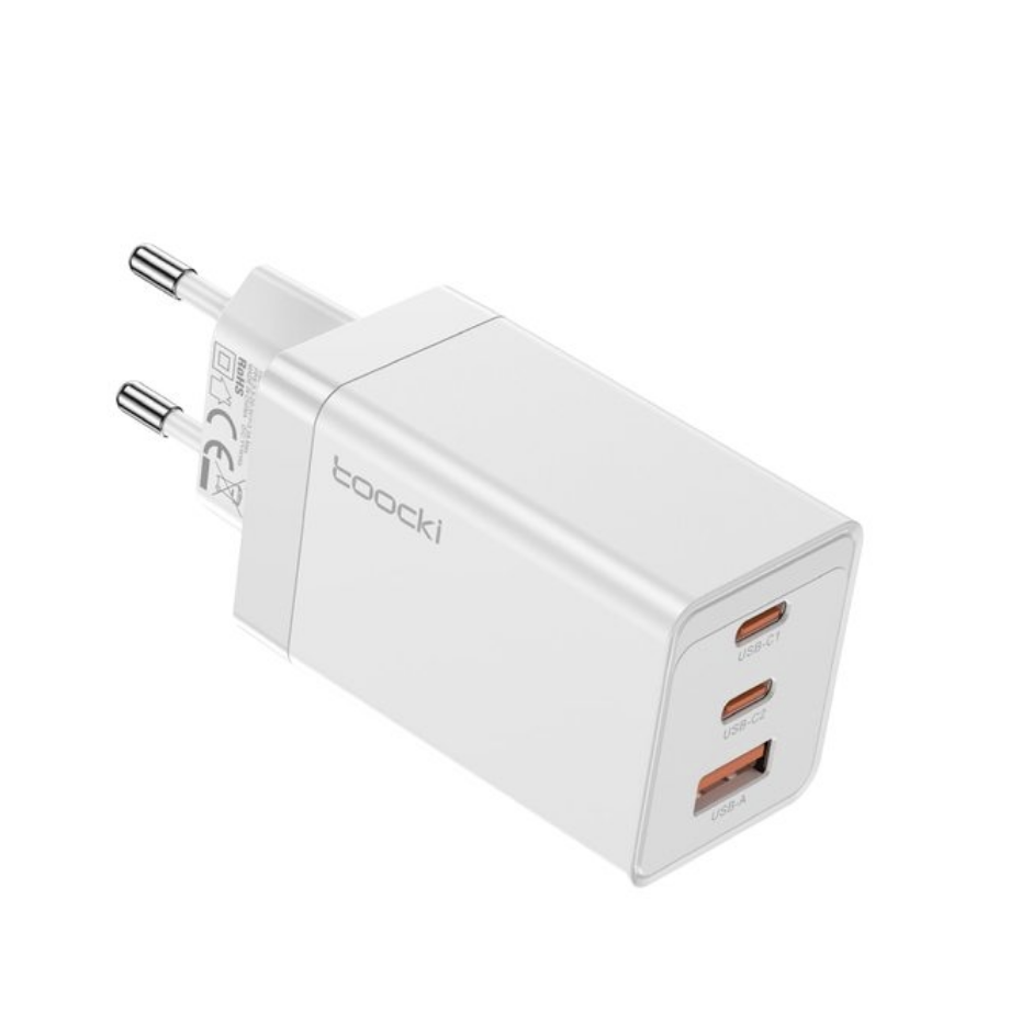 Зарядний пристрій швидкого заряджання Tooki 67 Вт GaN USB-C 65 Вт QC4.0 PD 3,0 45 Вт White (1970159038) - фото 1