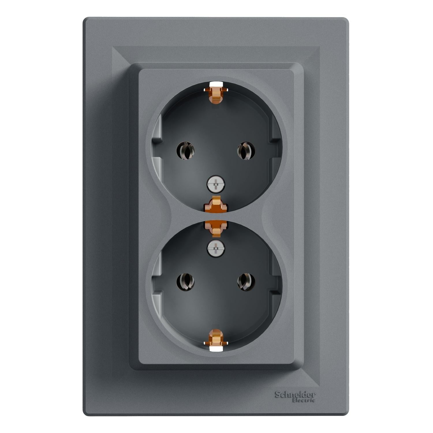 Розетка двойная Schneider Electric Asfora без заземления Стальной (EPH9900162)