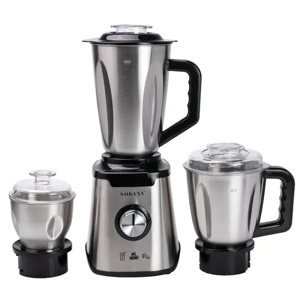 Блендер стационарный Sokany SK-187 с тремя чашами 0,5/1/1,5 л Стальной - фото 2 Блендер стационарный Sokany SK-187 с тремя чашами 0,5/1/1,5 л Стальной - фото 2