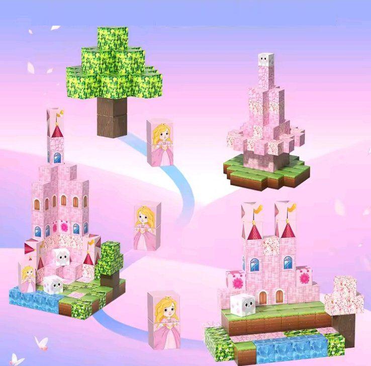 Конструктор магнітний My World minecraft 96 блоків Рожевий (623) - фото 4