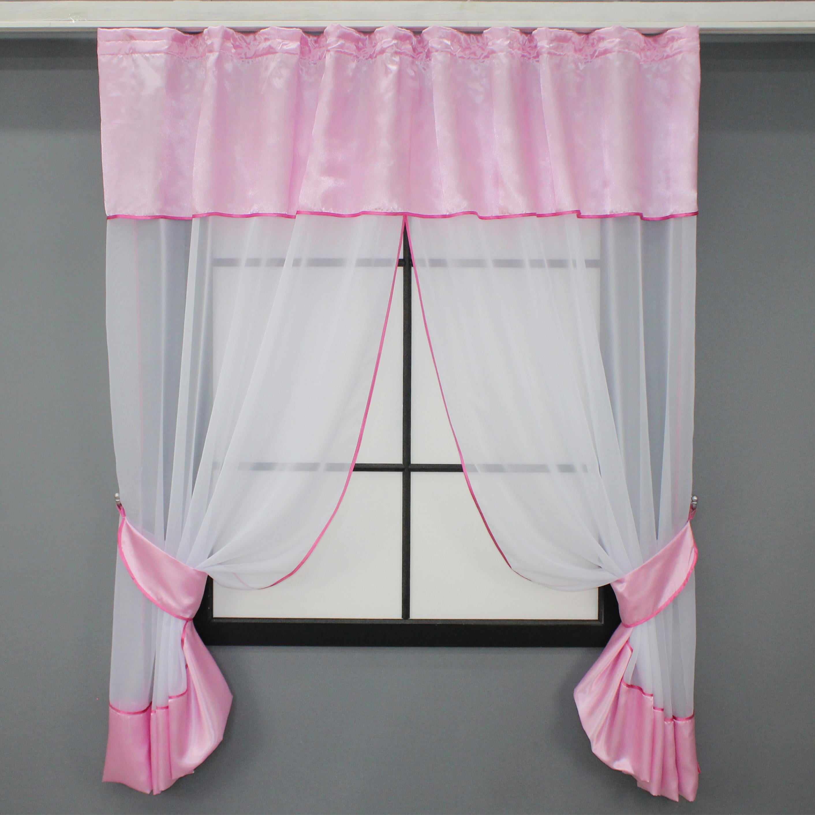 Шторки с ламбрекеном VR-Textil № 085к 270х170 см Белый/Розовый (52-0847)