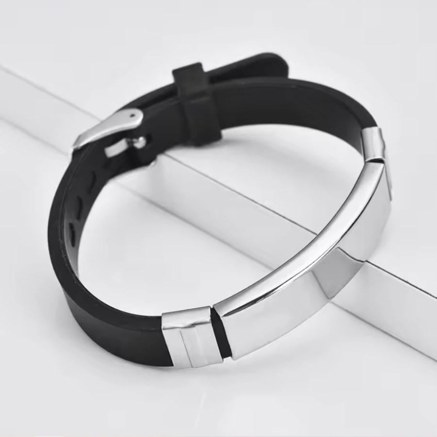 Браслет под гравировку из медицинской стали на силиконовом ремешке 20 см (BSS-145)