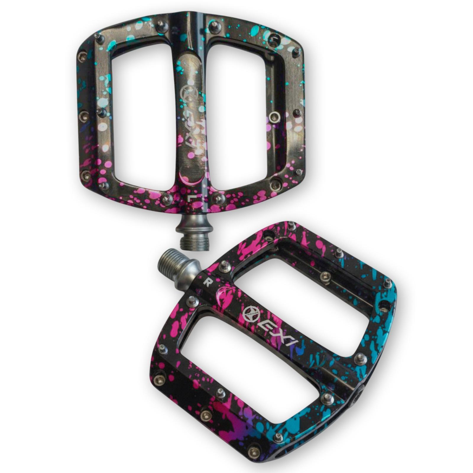 Педали велосипедные Exi JT60 алюминиевые на промышленных подшипниках Черный/Синий/Фиолетовый (EXI-JT60-4186)